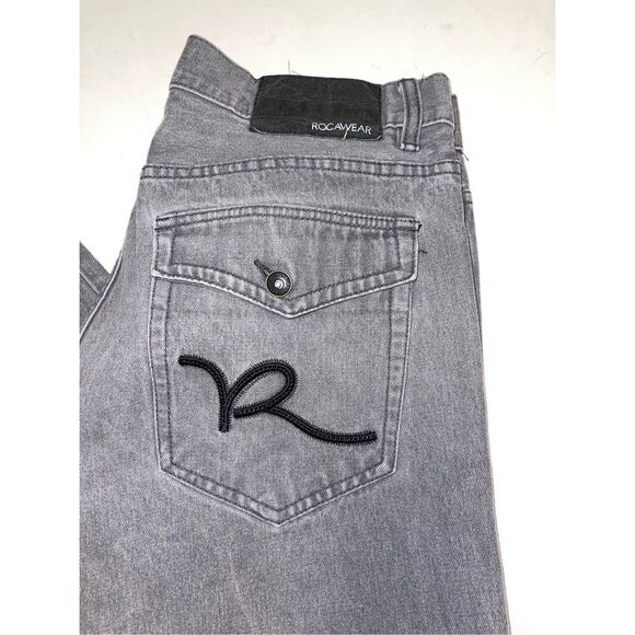 Rocawear Jeans Mens 34x30 Gray Classic Fit Loose Flap Pockets Dark Wash Tag 36 - Picture 2 of 10